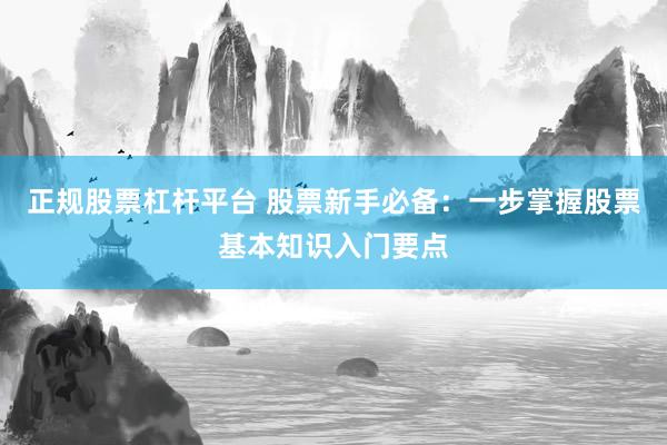 正规股票杠杆平台 股票新手必备：一步掌握股票基本知识入门要点