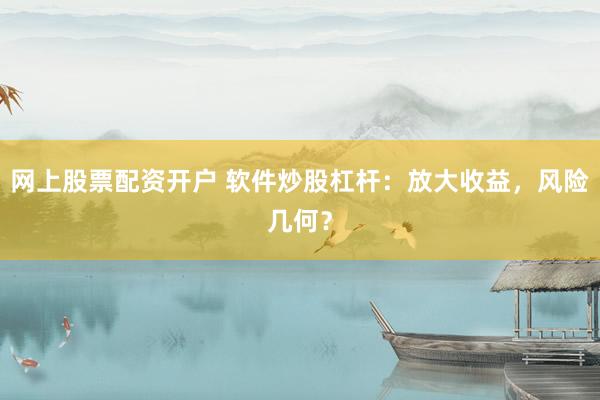 网上股票配资开户 软件炒股杠杆：放大收益，风险几何？
