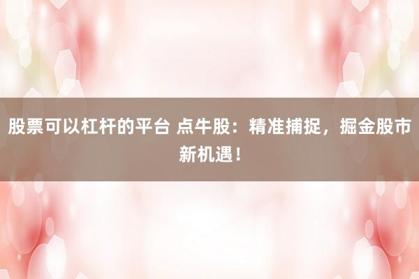 股票可以杠杆的平台 点牛股：精准捕捉，掘金股市新机遇！