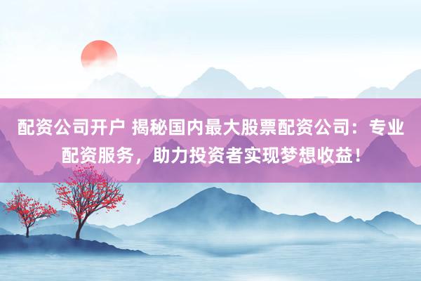 配资公司开户 揭秘国内最大股票配资公司：专业配资服务，助力投资者实现梦想收益！