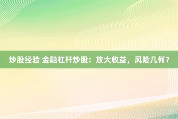 炒股经验 金融杠杆炒股：放大收益，风险几何？