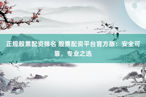 正规股票配资排名 股票配资平台官方版：安全可靠，专业之选