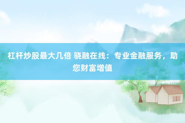 杠杆炒股最大几倍 骁融在线：专业金融服务，助您财富增值