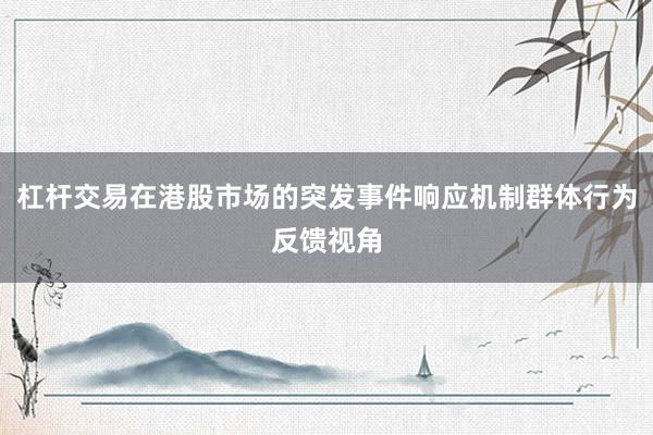 杠杆交易在港股市场的突发事件响应机制群体行为反馈视角
