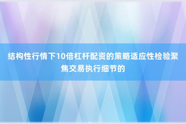 结构性行情下10倍杠杆配资的策略适应性检验聚焦交易执行细节的