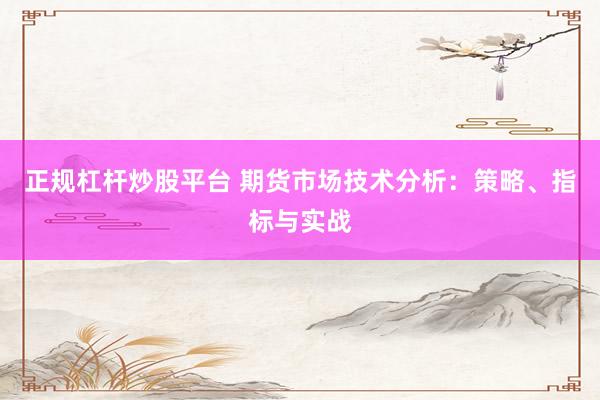 正规杠杆炒股平台 期货市场技术分析：策略、指标与实战